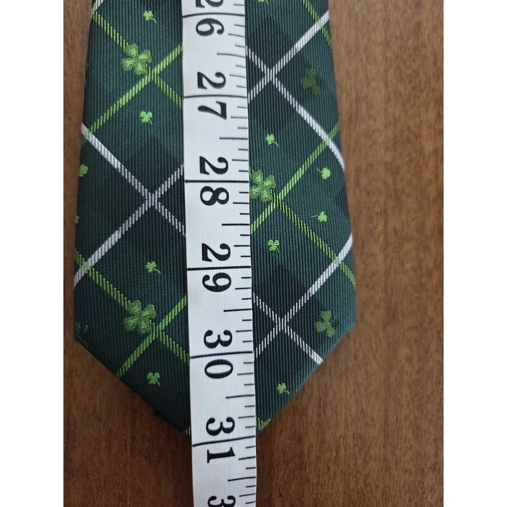 Kissties‎ Clover Silk Tie Men's Shamrock Plaid Green St Patrick's Day